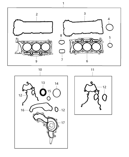 2020 Jeep Cherokee Gasket Kit Engine Upper - May Not Include All Gaskets Diagram for 68370039AB