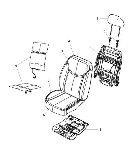 Headrest Front Diagram for 1US39DX9AA