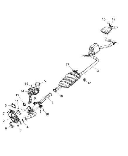 Manifold Exhaust And Catalytic Converter Maniverter Diagram for 68184158AA