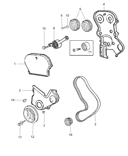 Cover Timing Belt Diagram for 4621592AC