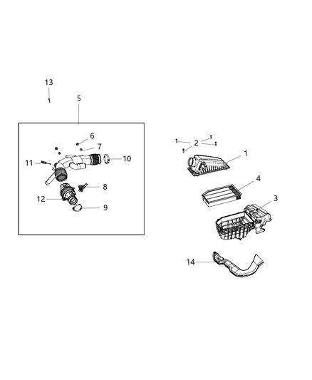 Body Air Cleaner Diagram for 68291143AA