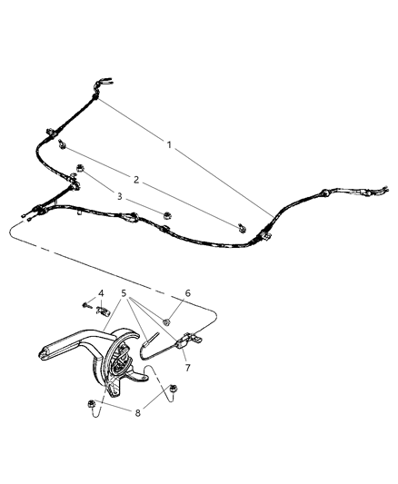 1985 Dodge D350 Cable Parking Brake Diagram for 5105139AF