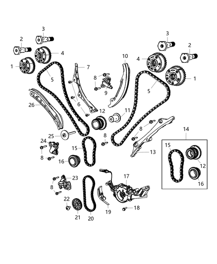 2021 Jeep Wrangler Valve Oil Control Exhaust Diagram for 5048044AB