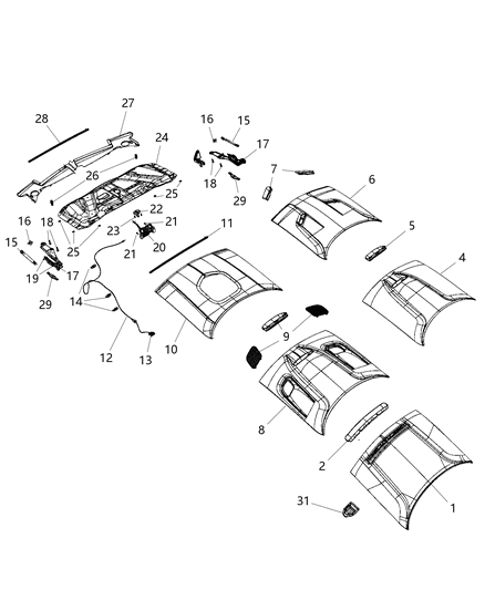Tapping Plate Door Hinge Body Half Diagram for 5065255AB