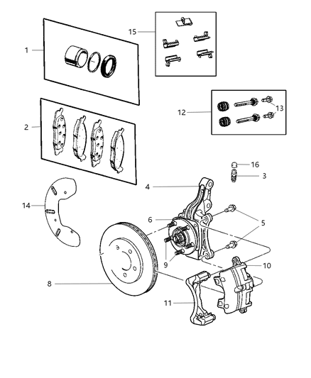 2001 Chrysler Town & Country Hub And Bearing Brake Diagram for 4721010AB