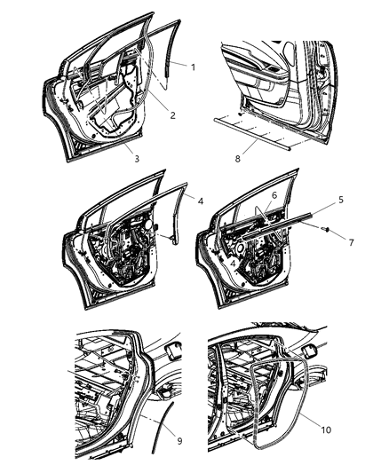 Weatherstrip Rear Door Flush Glass Diagram for 68040041AE