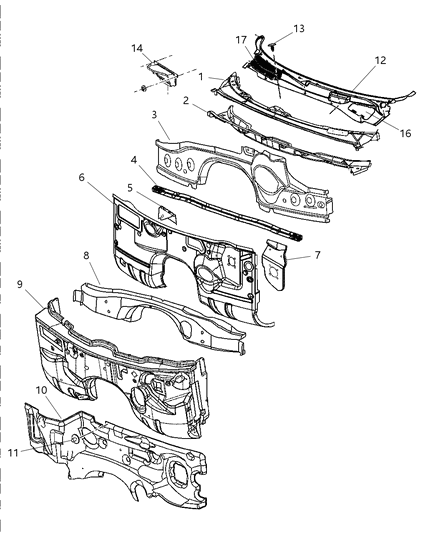 2008 Dodge Magnum Reinforcement Instrument Panel Diagram for 4780921AB