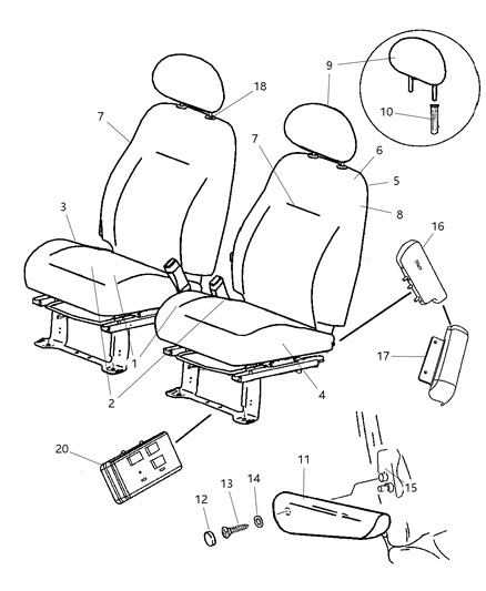 Bolt Armrest Pivot Diagram for 5080819AA