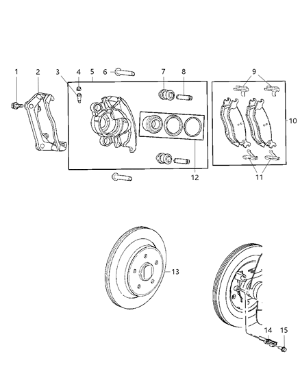 2000 Dodge Caravan Caliper Assembly Disc Brake Rear Diagram for 5179880AA