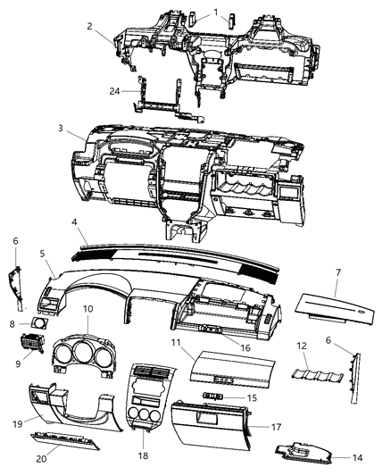 Silencer Dash Panel Lower Diagram for 5115816AD