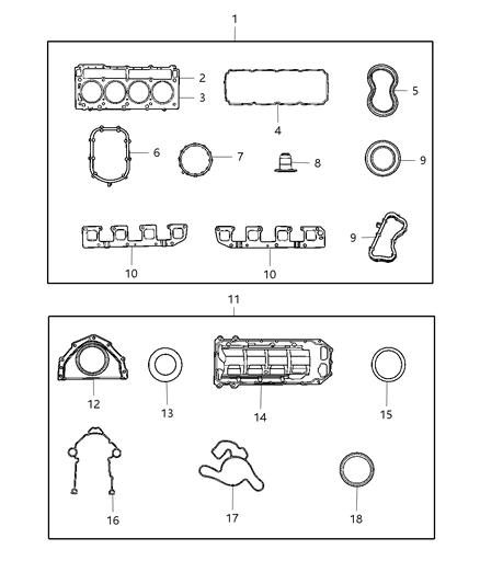 1994 Dodge Intrepid Gasket Water Pump Kit for Long Block Engine Install Diagram for 4792922AB