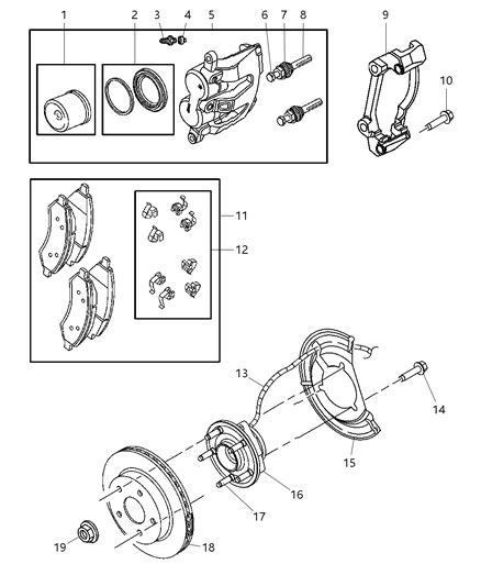 Caliper Disc Brake Diagram for 68002702AA