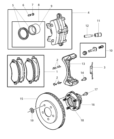 2005 Dodge Grand Caravan Clip Package Diagram for 5019985AB