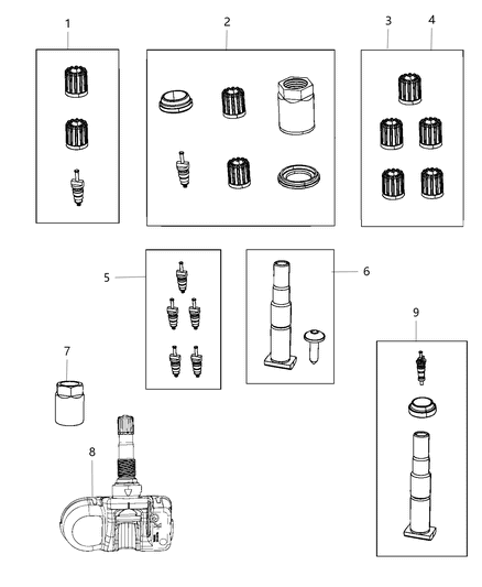 Sensor Kit Tire Pressure Diagram for 68406529AA
