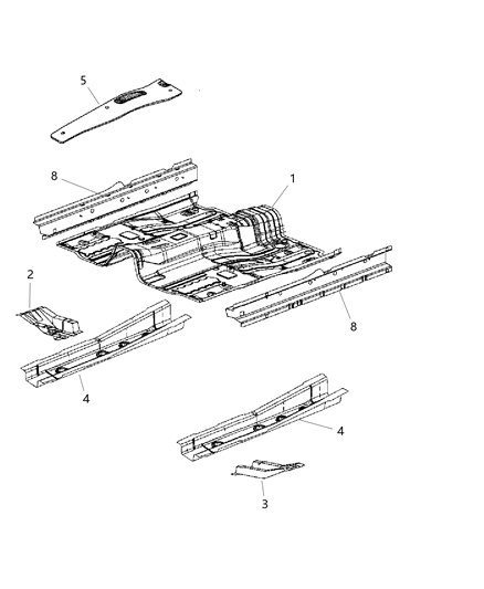 Pan Front Floor Diagram for 5183908AC