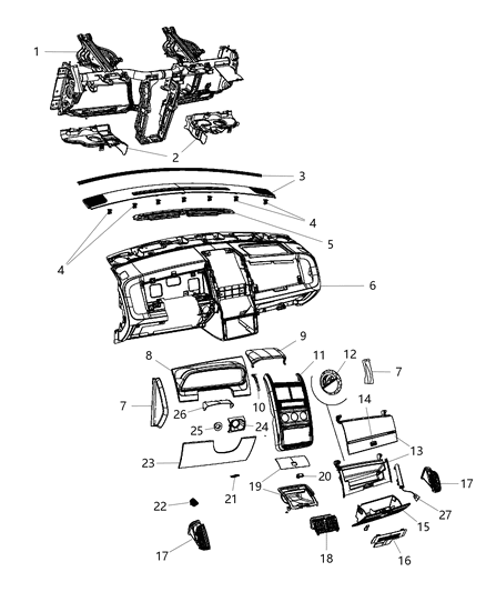 1999 Chrysler Town & Country Latch Glove Box Door Diagram for 1LS981DVAA