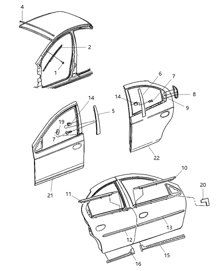 1988 Dodge 600 Molding Side Sill Front Diagram for SW10WS2AE