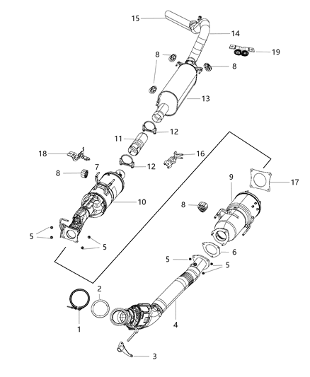 Converter Catalytic SCR With Ammonia Trap Diagram for 68087106AF
