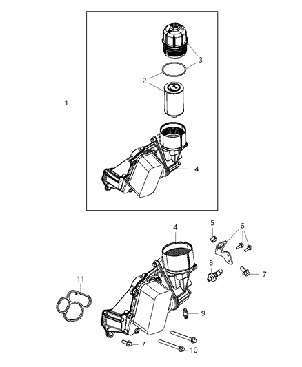 Filter/Cooler Assembly Oil Diagram for 68211440AA