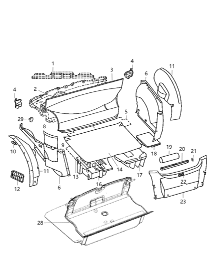 2005 Chrysler Crossfire Lamp Luggage Compartment Diagram for 5097658AA