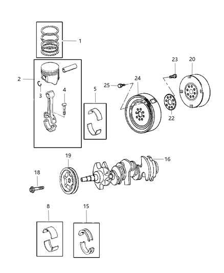 2004 Dodge Durango Bearing Package Connecting Rod Standard Diagram for 4626657AC