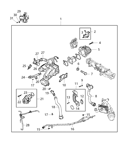 Gasket EGR Adapter To EGR Valve Diagram for 68218526AA
