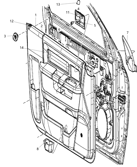Panel Front Door Trim Diagram for 1VY491A8AF