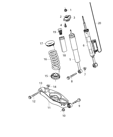 1985 Dodge B250 Shock Absorber Suspension Rear Diagram for 68310205AA