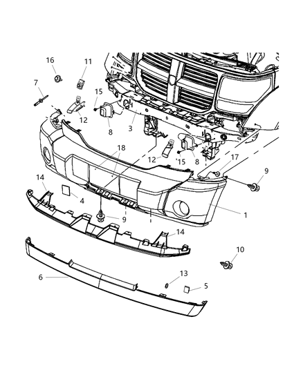 1986 Dodge Aries Air Dam Diagram for 68018907AA