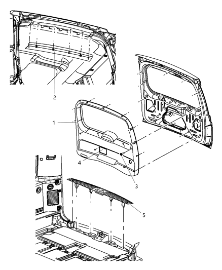 1997 Jeep Grand Cherokee Panel Liftgate Trim Diagram for 5KW23BD1AA