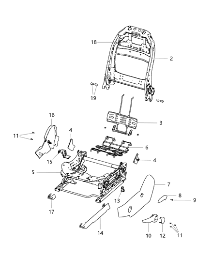 Frame Front Seat Back Diagram for 68260531AB