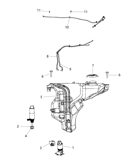 Reservoir Windshield Washer Diagram for 68018916AA