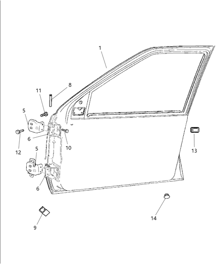 Pin Door Hinge Diagram for 55076192