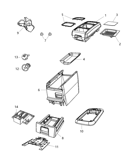 Lid Center Console Storage Diagram for 1JC88BD5AA
