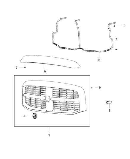 1985 Chrysler New Yorker Bumper Grille Diagram for 55077777AC