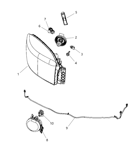2010 Dodge Ram 3500 Lamp Headlamp Parking And Turn Diagram for 68001484AD