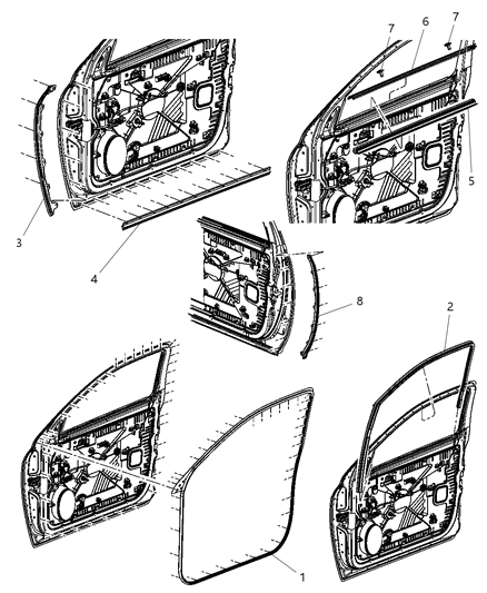 2002 Jeep Liberty Seal Glass Running Front Diagram for 55369294AF