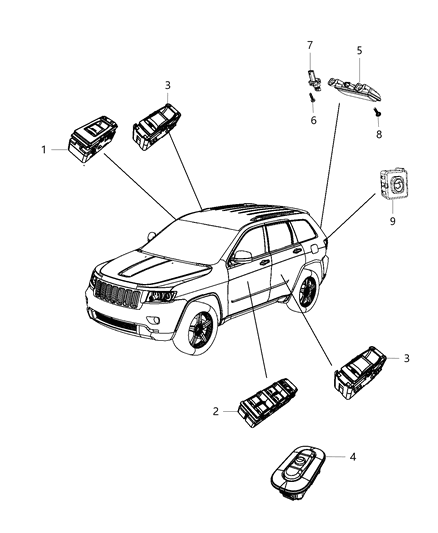 Switch And Bezel Front Door Diagram for 68289803AB