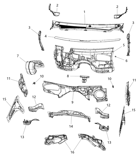 2022 Jeep Wrangler Plenum Fresh Air Inlet Diagram for 68110221AB