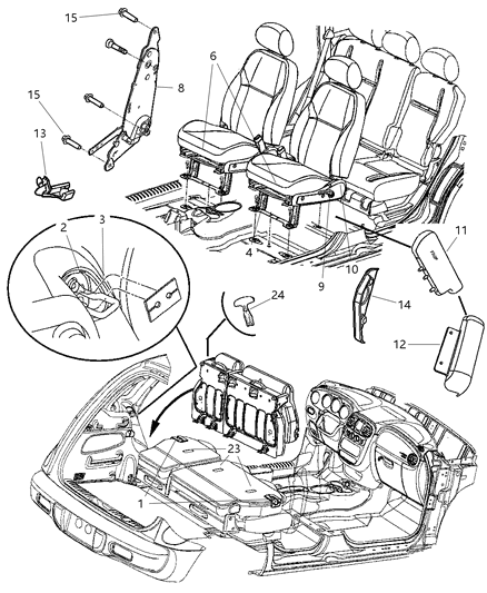 2005 Chrysler PT Cruiser Handle Latch Diagram for 5175334AA