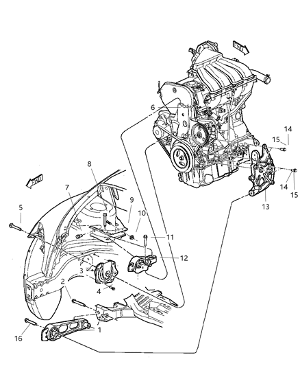 Isolator Transmission Mount Diagram for 4668968AC