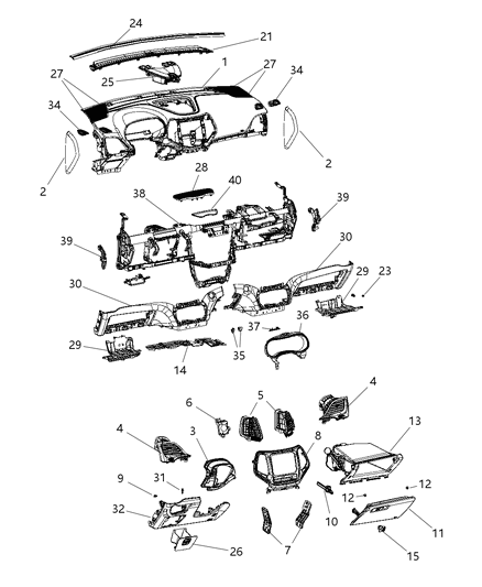 Reinforcement Instrument Panel Diagram for 68270818AA