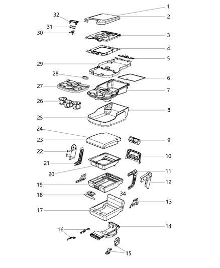 Lid Storage Bin Diagram for 68376066AA