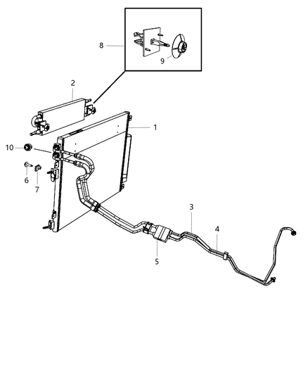 Hose And Tube Oil Cooler Pressure And Return Diagram for 55038164AD