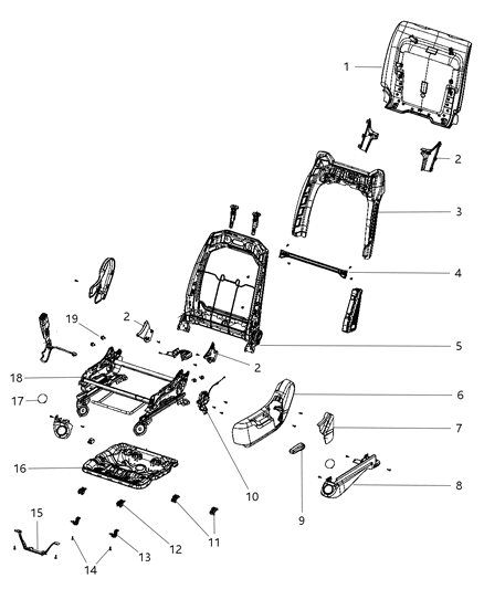 Frame Front Seat Back Diagram for 4610331AE