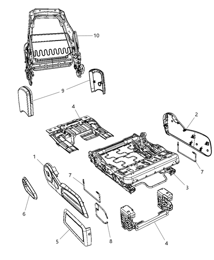 2023 Dodge Durango Shield Passenger Inboard, Passenger Side Diagram for 1CW291KAAA