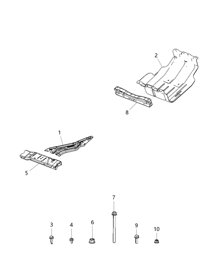 Skid Plate Transfer Case Crossmember Diagram for 52121599AA