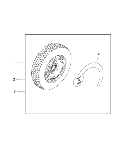 2018 Jeep Compass Tire And Wheel Assembly Full Size Spare Temporary Use Diagram for 68263082AA