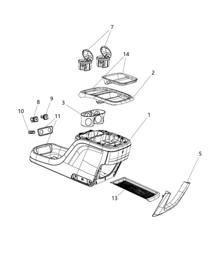 Mat Floor Console Pass Through Diagram for 6EJ86DX9AA