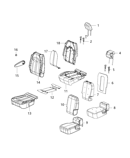 2011 Dodge Durango Cover Rear Stowage Seat Cushion Diagram for 6EC62PL5AA